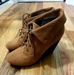 Brown Wedge Booties